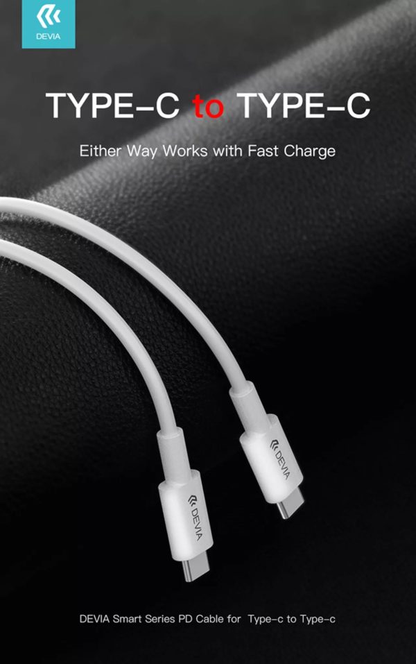 Devia 1.2m (60W) Power Delivery - USB-C to USB-C Cable - White - Image 5