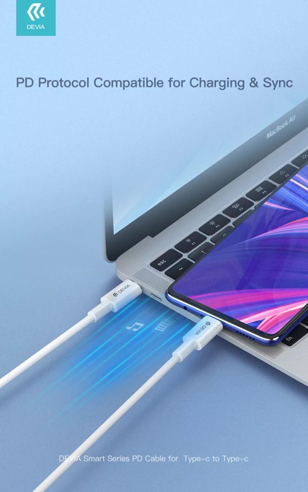 Devia 1.2m (60W) Power Delivery - USB-C to USB-C Cable - White - Image 6