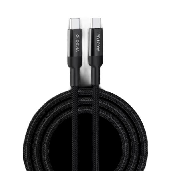 Devia - 1.5m (100W) Mesh Armour Power Delivery - USB-C to USB-C Cable - Black