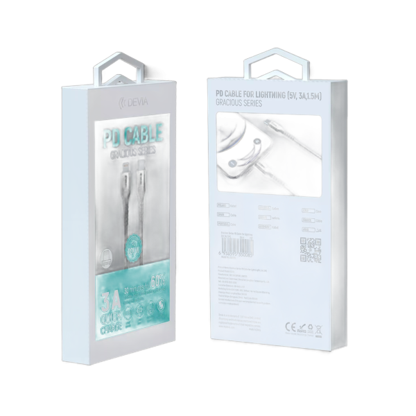 Devia - 1.5m (3A) Mesh Armour USB-C to Non-MFi Lightning Cable - Black - Image 3