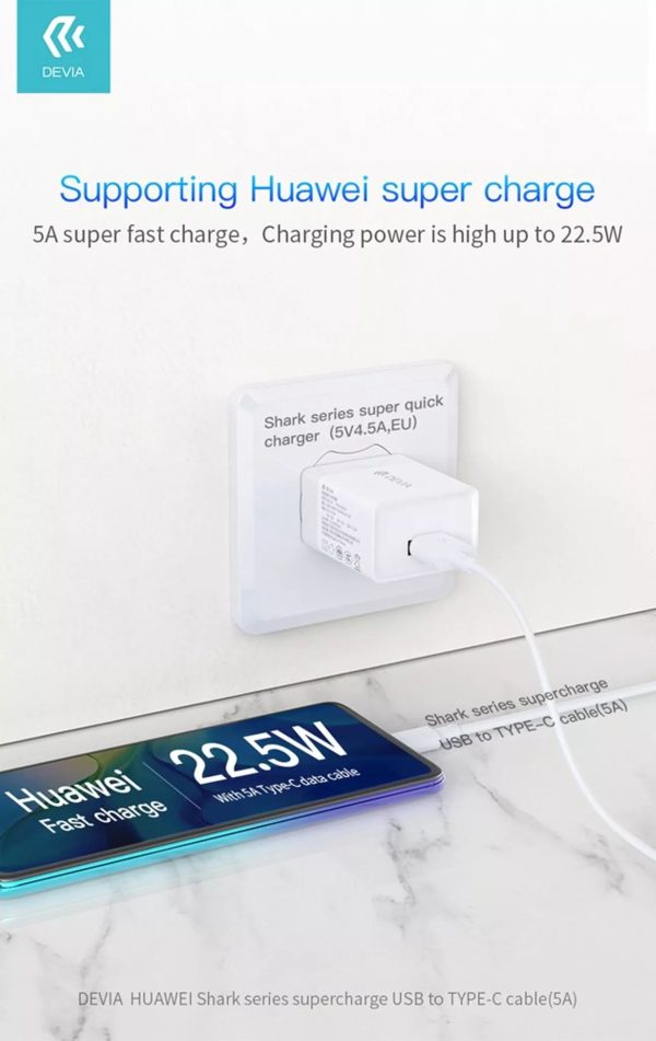 Devia - 1.5m (5A) USB to USB-C Cable - White - Image 7