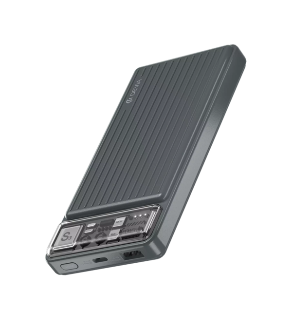 Devia - 10,000mAh Dual Port LED Indicator Mini Powerbank - Grey