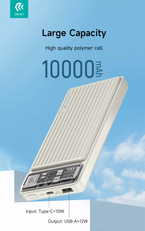 Devia - 10,000mAh Dual Port LED Indicator Mini Powerbank - Grey - Image 6