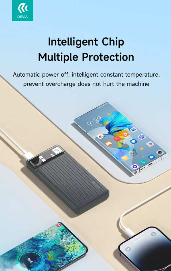 Devia - 10,000mAh Dual Port LED Indicator Mini Powerbank - Ivory - Image 3