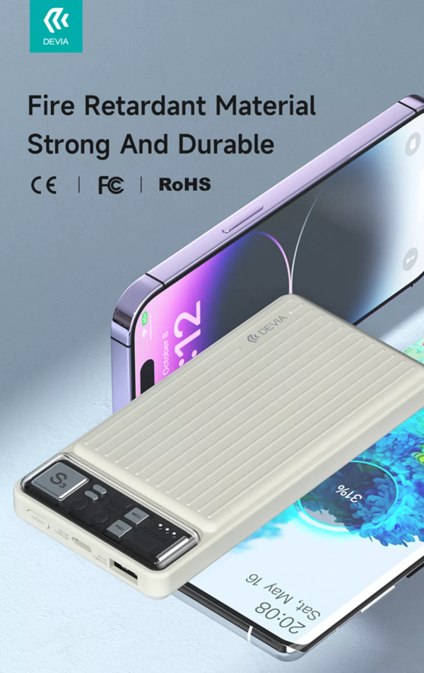 Devia - 10,000mAh Dual Port LED Indicator Mini Powerbank - Ivory - Image 5