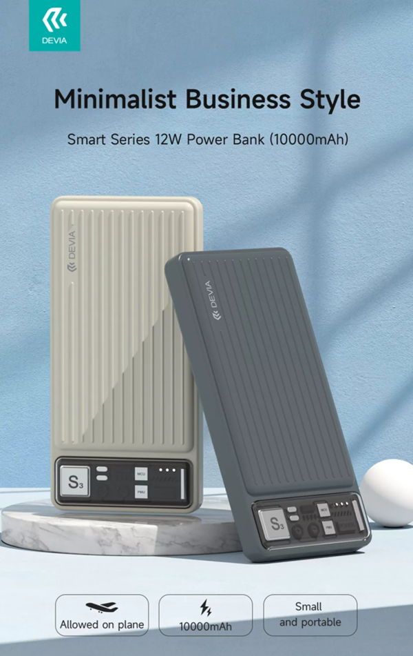 Devia - 10,000mAh Dual Port LED Indicator Mini Powerbank - Ivory - Image 7