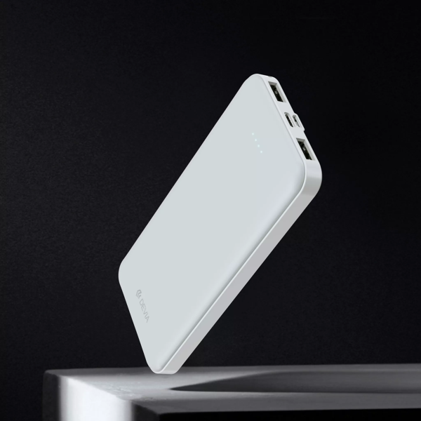 Devia - 10,000mAh Kintone Dual Port LED Indicator Powerbank - White - Image 4