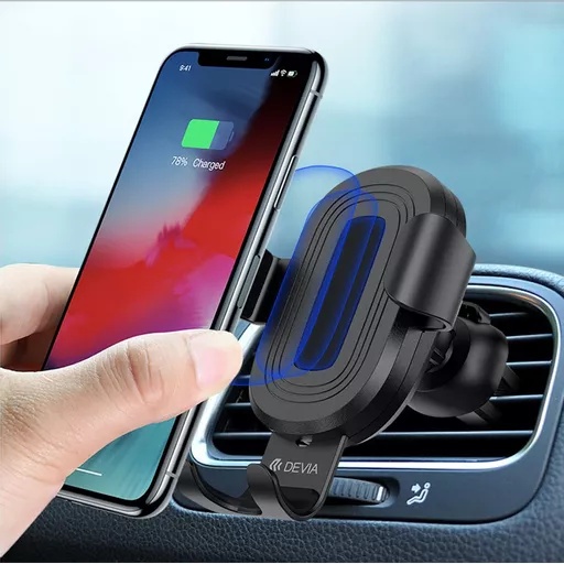 Devia - 10w wireless charging gravity sensor air vent car holder - black - image 8