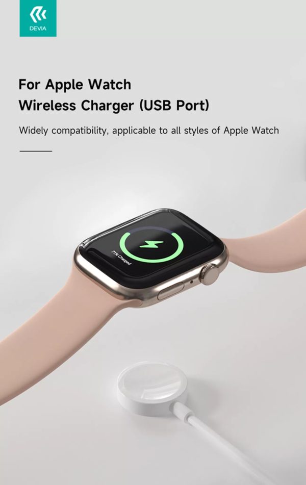 Devia - 1m (1A) USB-C to Magnetic Cable for Apple Watch - White - Image 6