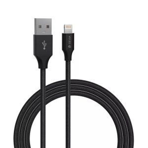 Devia - 1m (2.4A) Mesh Armour USB to Non-MFi Lightning Cable - Black