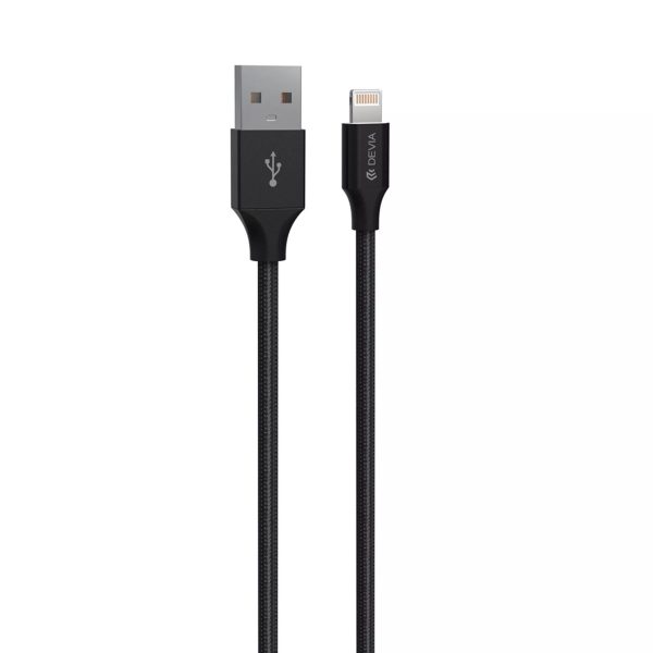 Devia - 1m (2.4A) Mesh Armour USB to Non-MFi Lightning Cable - Black - Image 2