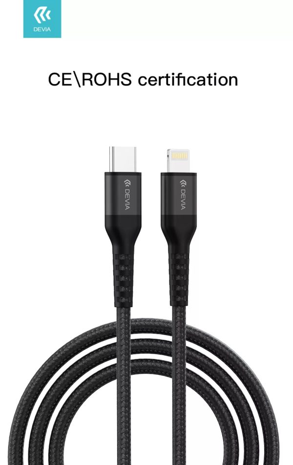 Devia - 1m (2.4A) Mesh Armour USB to Non-MFi Lightning Cable - Black - Image 3