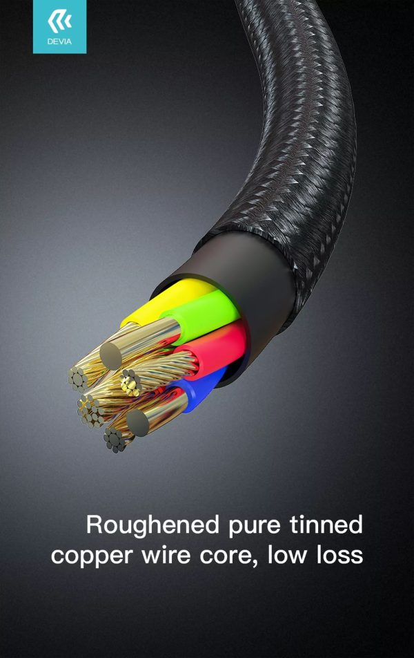 Devia - 1m (2.4A) Mesh Armour USB to Non-MFi Lightning Cable - Black - Image 4