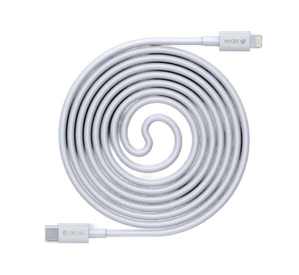 Devia - 1m (20W) Power Delivery - USB-C to Non-MFI Lightning Cable - White - Image 2