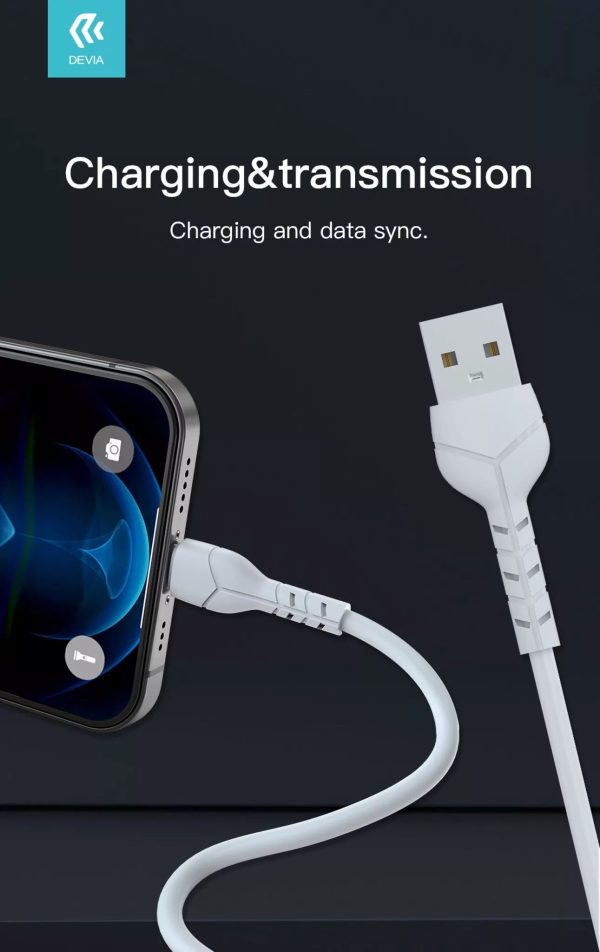 Devia - 1m Basic (2.1A) USB to Non-MFi Lightning Cable - White - Image 5