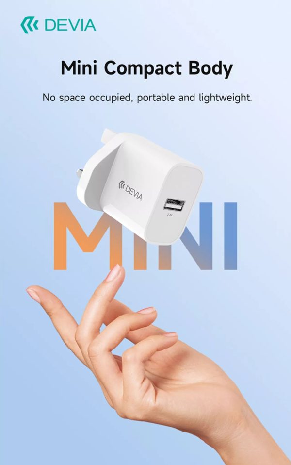 Devia - 2.4A USB 3-Pin UK Charging Plug - White - Image 7