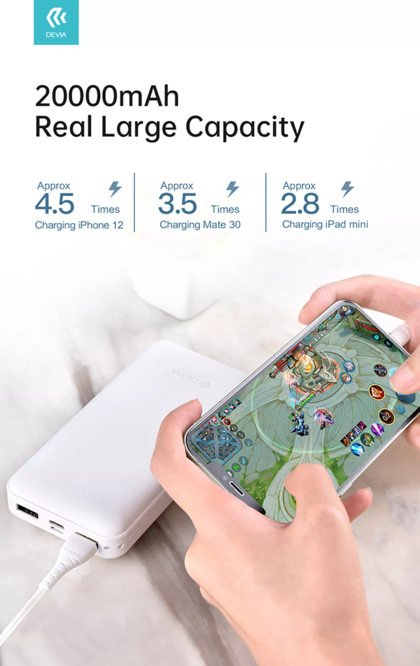 Devia - 20,000mAh Kintone Dual Port LED Indicator Powerbank - Black - Image 9