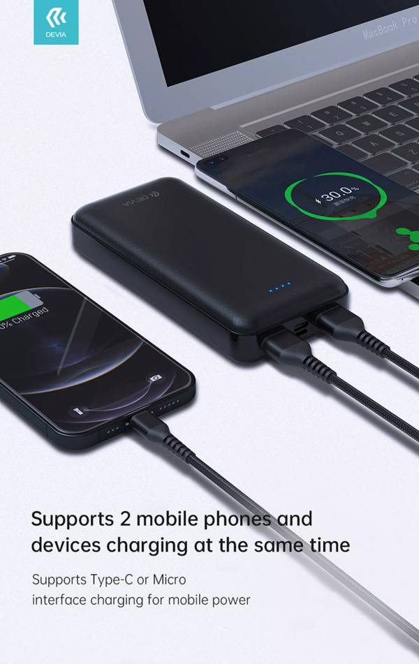 Devia - 20,000mAh Kintone Dual Port LED Indicator Powerbank - Black - Image 5