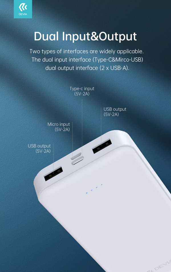 Devia - 20,000mAh Kintone Dual Port LED Indicator Powerbank - White - Image 8