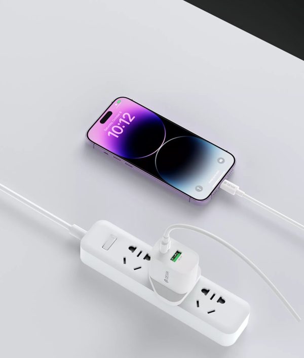 Devia - 20W Dual USB-C Power Delivery & USB Qualcomm 3-Pin UK Charging Plug - White - Image 5