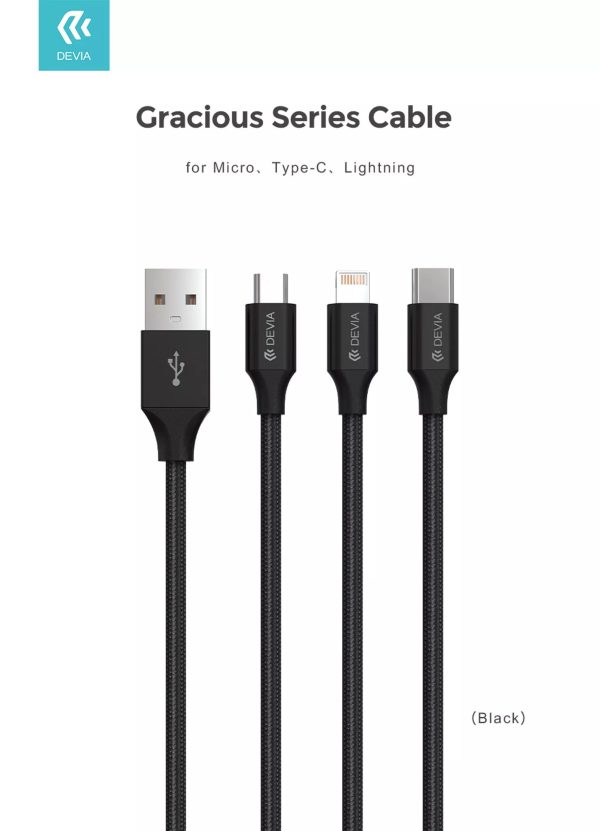 Devia - 2m (2.1A) Mesh Armour USB to Non-MFi Lightning Cable - Black - Image 4