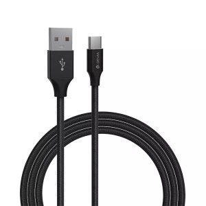 Devia 2m (2.1A) Mesh Armour USB to USB-C Cable - Black