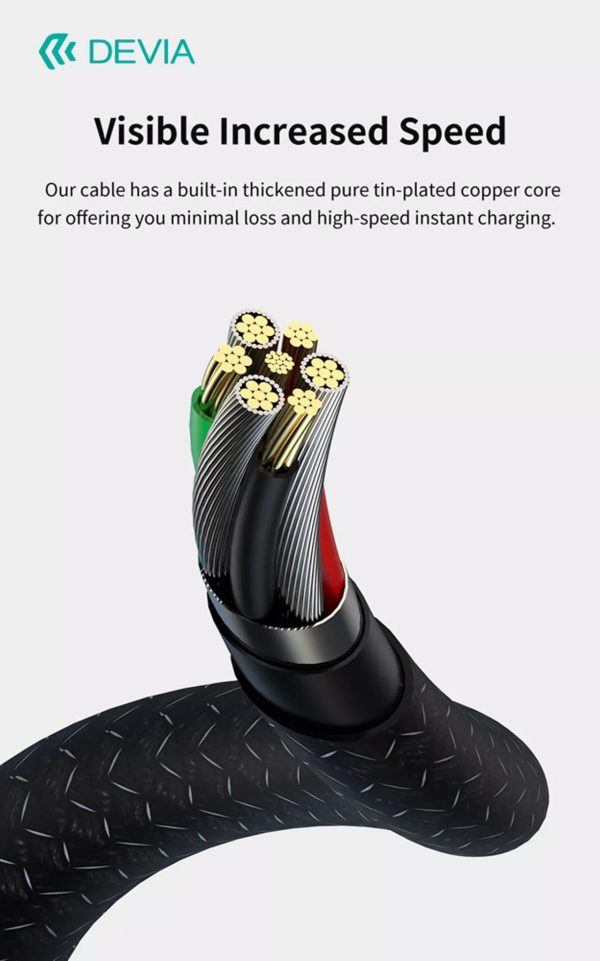 Devia 2m (2.1A) Mesh Armour USB to USB-C Cable - Black - Image 9