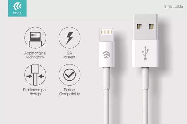 Devia - 2m (2.1A) USB to Non-MFi Lightning Cable - White - Image 2
