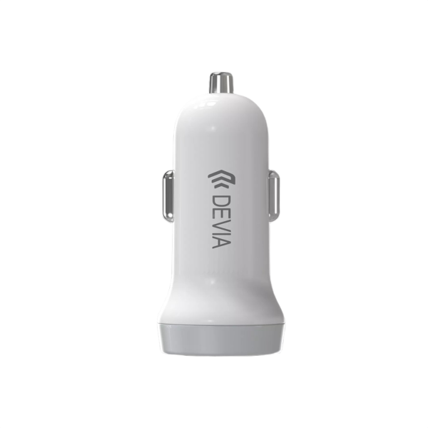 Devia 3.1A Dual USB Port Car Adapter & 1m MicroUSB Cable - White - Image 2