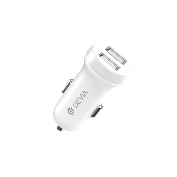 Devia 3.1A Dual USB Port Car Adapter & 1m MicroUSB Cable - White - Image 3