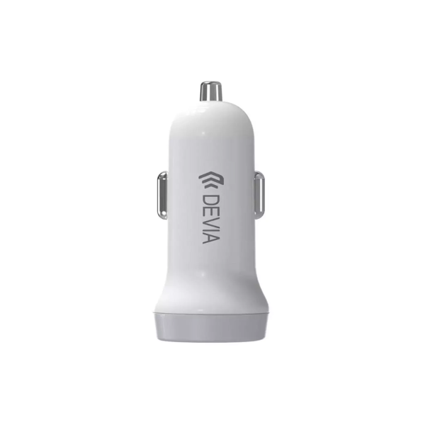 Devia - 3.1A Dual USB Port Car Adapter & 1m USB-C Cable - White - Image 3