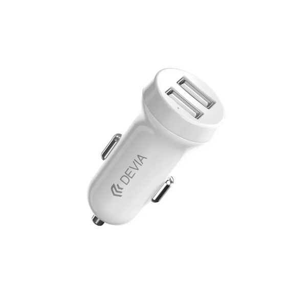 Devia - 3.1A Dual USB Port Car Adapter & 1m USB-C Cable - White - Image 4