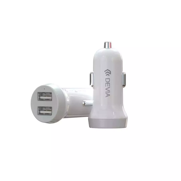 Devia - 3.1A Dual USB Port Car Adapter & 1m USB-C Cable - White - Image 5