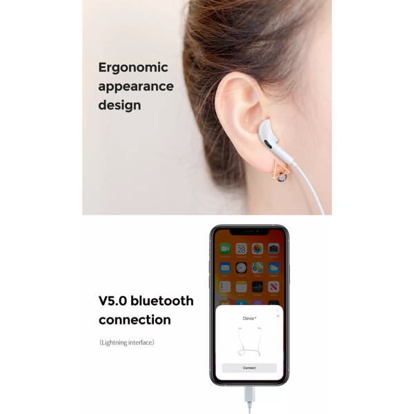 Devia - 3.5mm In Earphones with Microphone & Volume Control - White - Image 3