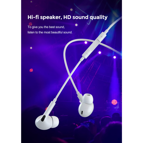 Devia - 3.5mm In Earphones with Microphone & Volume Control - White - Image 6