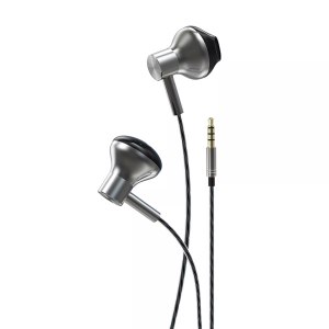 Devia - 3.5mm Metal Earphones with Microphone & Volume Control - Black