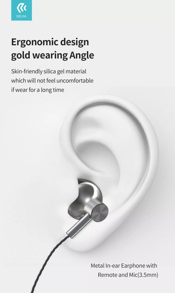 Devia - 3.5mm Metal Earphones with Microphone & Volume Control - Black - Image 10