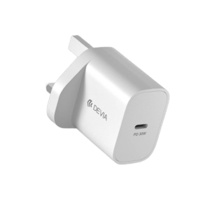 Devia 30W GaN USB-C Power Delivery 3-Pin UK Charging Plug - White