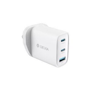 Devia 65W GaN USB-C PD & QC4.0 3-Pin UK Mini Charging Plug - White