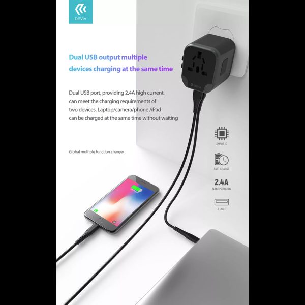 Devia - Global Multiple Function Travel Adapter - Black - Image 11