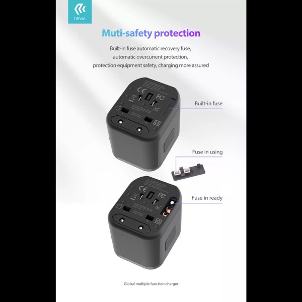 Devia - Global Multiple Function Travel Adapter - Black - Image 3