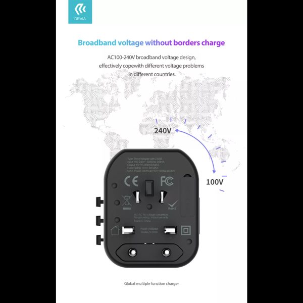 Devia - Global Multiple Function Travel Adapter - Black - Image 5