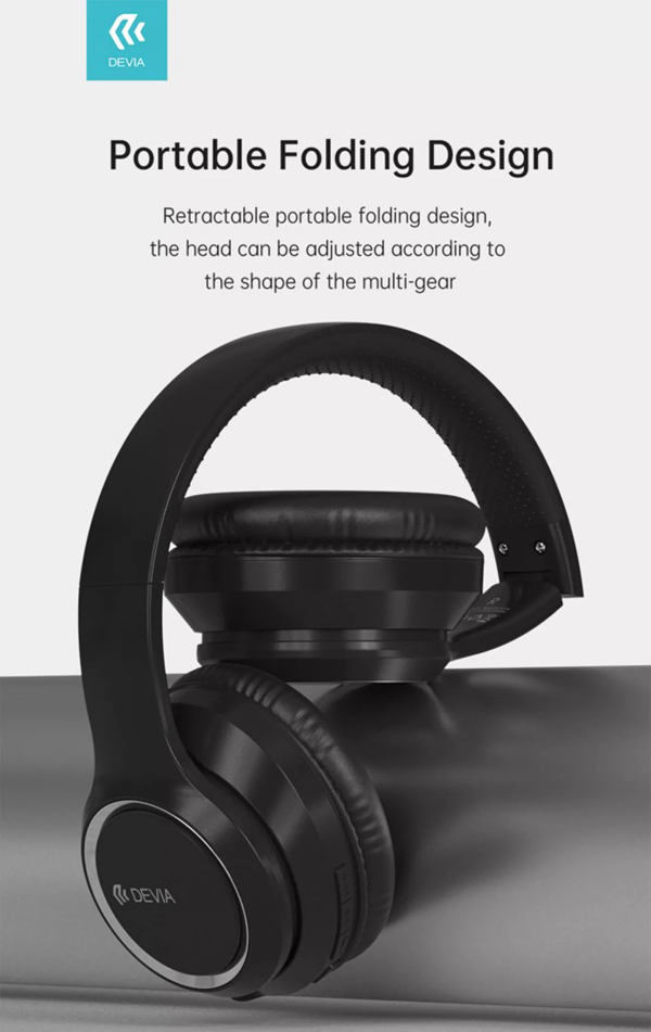 Devia - Kintone Foldable On-Ear Wireless HD Headphones - Black - Image 2