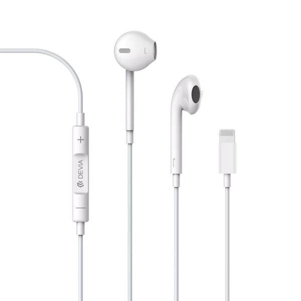 Devia - Lightning Earphones with Microphone & Volume Control - White