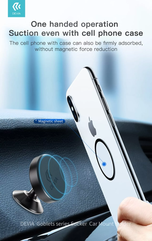 Devia - Magnetic Plate Dashboard Car Holder - Black - Image 4