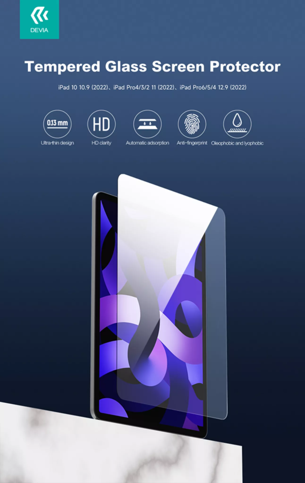 Devia - Tempered Glass - iPad Air (2020/2021/2022/2024) (10.9) & iPad Pro 11 (2018/2020/2021/2022) - Clear - Image 7