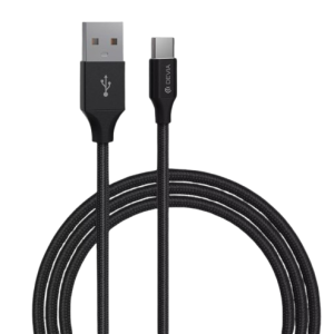Devia 1m (2.1A) Mesh Armour USB to USB-C Cable - Black