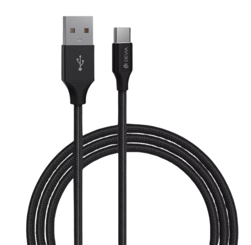 Devia 1m (2.1A) Mesh Armour USB to USB-C Cable - Black