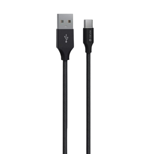 Devia 1m (2.1A) Mesh Armour USB to USB-C Cable - Black - Image 2