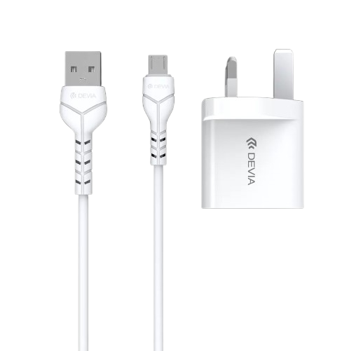 Devia - 2.4A Dual USB Plug & 1m MicroUSB Cable - White - Image 3